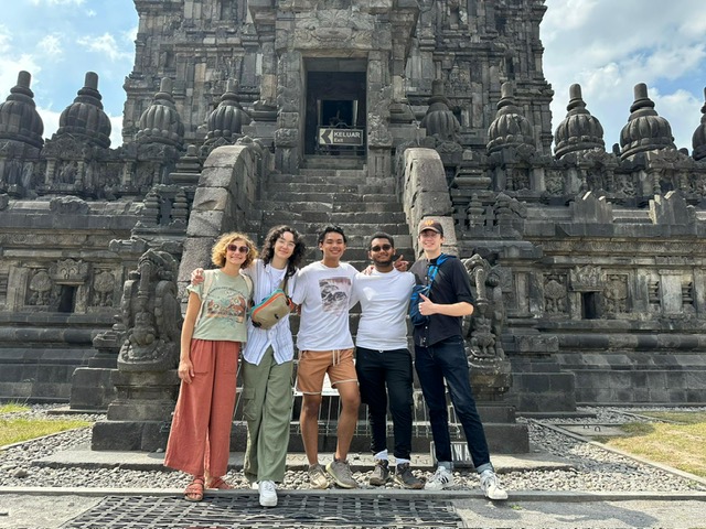 Student Emmaline Merrill posing with fellow interns in Indonesia.