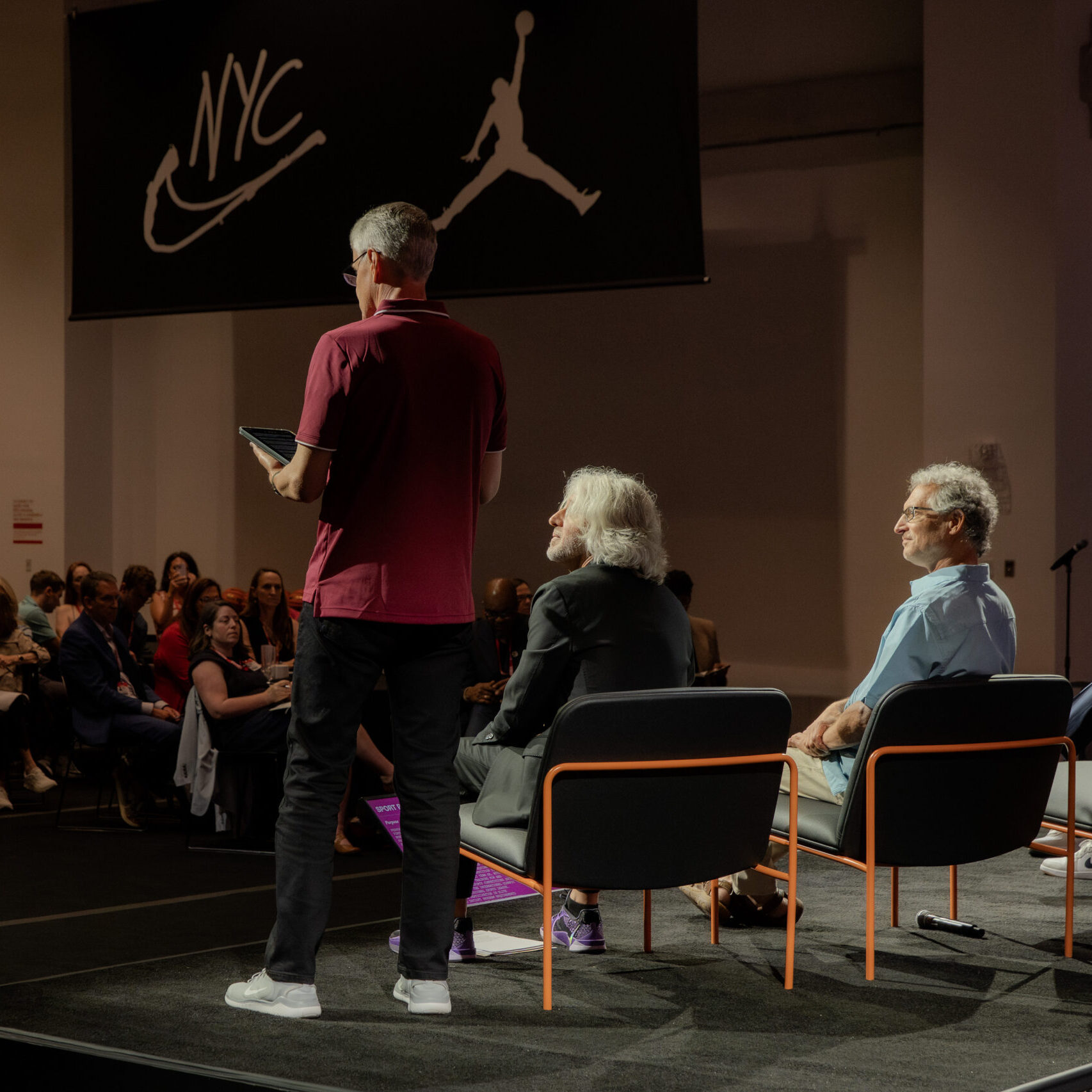 Dr. Armstrong gives a presentation at Nike's New York City Headquarters.